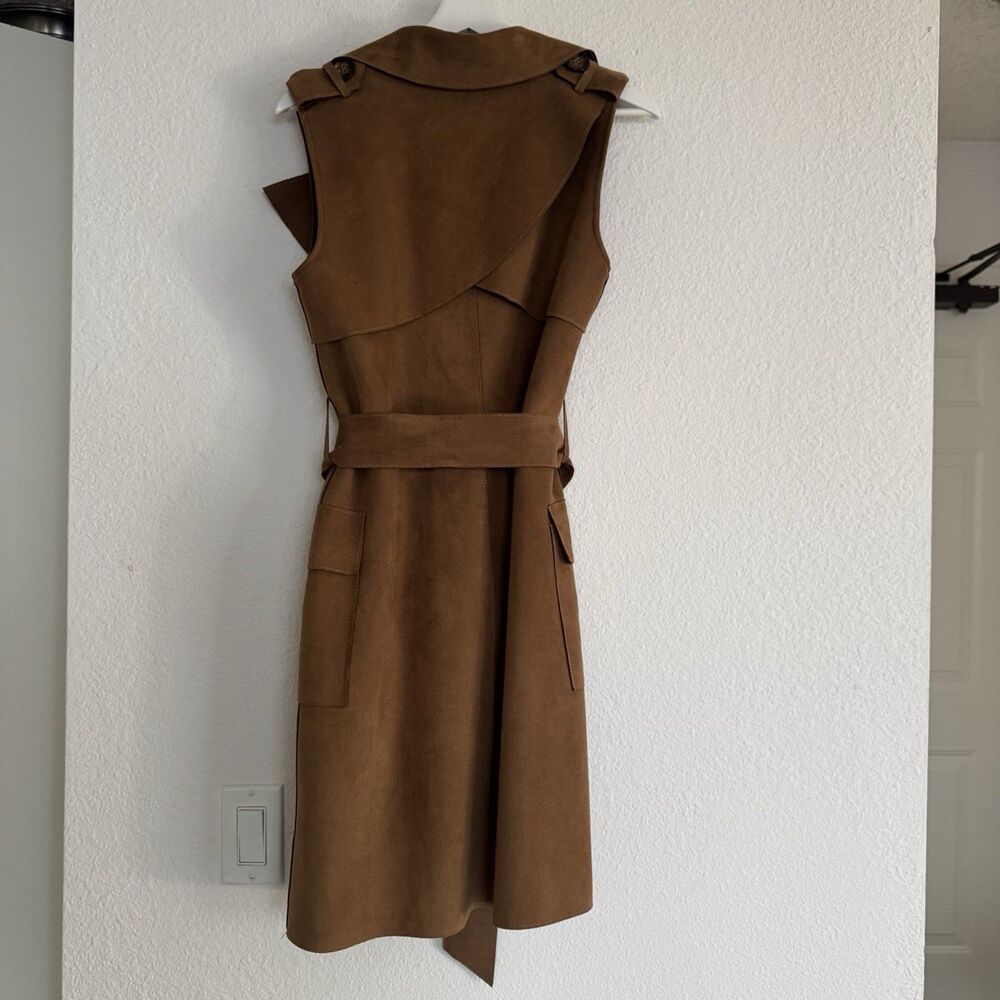 Love Token Long Trench Vest Waistcoat Sleeveless Duster Size XS Microsuede - Picture 16 of 16